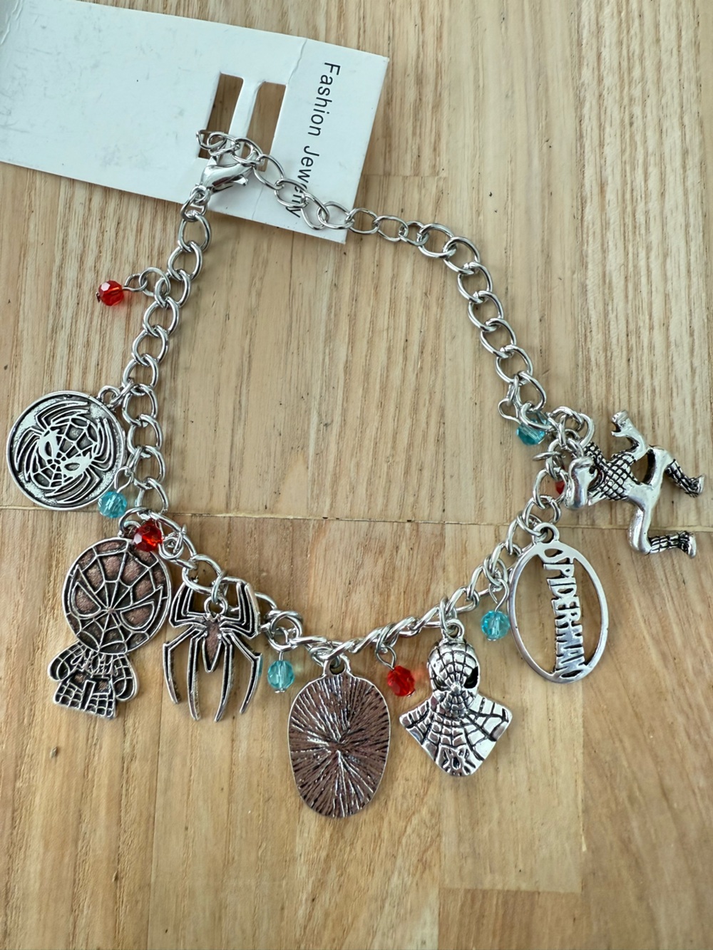 Spider-Man 7 Themed Charms silver tone Metal Charm Bracelet